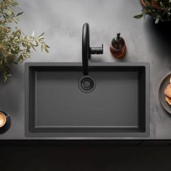 Schwarzes großes Spülbecken 70x40cm Einbau von oben unten oder den flächenbündigen Einbau mit schwarzem Ablaufstecker 1208956401