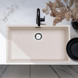 Sand-beige großes Spülbecken 70x40cm Unterbau, flächenbündiger und Oberflächen-Einbau mit Edelstahlstecker 1208956404