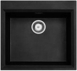 Schwarzes Spülbecken 58x53cm Oberflächen-Einbau mit Hahnlochbank mit Edelstahlstecker 1208956732