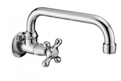 PB Classic Wand-Kaltwasserarmatur mit Sterngriff und schwenkbarem Auslauf, Edelstahl 1208956898