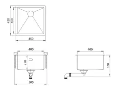 Ausmann Turt Gold-Spülbecken PVD NANO Gold 40x40 Unterbau, flächenbündiger und Oberflächen-Einbau 1208956938