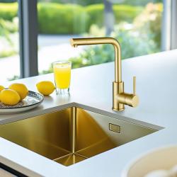 Ausmann Turt Gold-Spülbecken PVD NANO Gold 40x40 Unterbau, flächenbündiger und Oberflächen-Einbau 1208956938