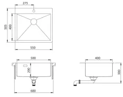 Ausmann Turt Kupfer-Spülbecken, PVD Kupfer, 550x505 mm, mit Hahnloch, Unterbau, flächenbündiger und Oberflächen-Einbau 1208956939