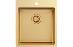 Ausmann Turt Gold Spülbecken 450x505mm mit Hahnloch, Unterbau, flächenbündig und Oberflächen-Einbau 1208956958