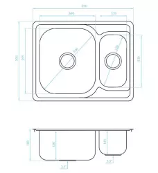 Ausmann Basic Edelstahl 1,5 Spüle reversibel 63x50 cm, inklusive Siphon, Oberflächen-Einbau 1208956969