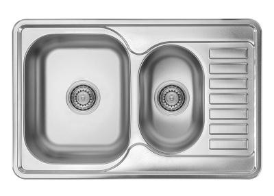 Ausmann Basic Edelstahl 1,5 Spüle mit Abtropffläche reversibel 78x50 cm, inklusive Siphon, Oberflächen-Einbau 1208956970
