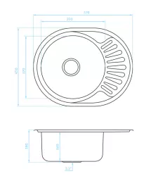 Ausmann Basic Edelstahl-Spüle mit Abtropffläche reversibel 57x45 cm, inklusive Siphon, Oberflächen-Einbau 1208956973