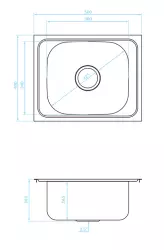 Ausmann Basic Edelstahl-Spüle 50x40 cm, inklusive Siphon, Oberflächen-Einbau 1208956975