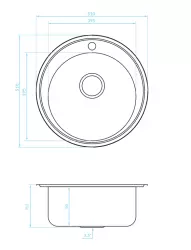 Ausmann Basic Edelstahl-Spüle rund mit Hahnloch, 51 cm, inkl. Siphon, Oberflächen-Einbau 1208956976