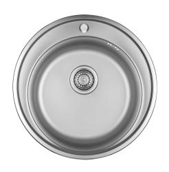 Ausmann Basic rvs opbouw ronde spoelbak met kraangat 51 cm inclusief sifon 1208956976