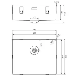 Lorreine 50SL1016 Slim Spülbecken 50x40cm, flächenbündiger Einbau, Edelstahl