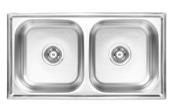 Ausmann Basic dubbele rvs opbouw spoelbak  78x43 cm inclusief sifon 1208956995