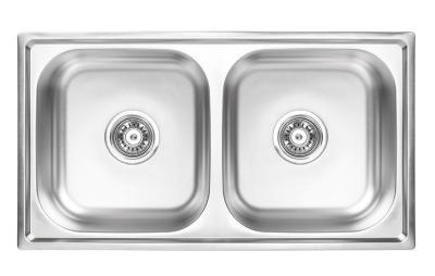 Ausmann Basic Doppel-Edelstahl-Spüle 78x43 cm inkl. Siphon, Oberflächen-Einbau 1208956995