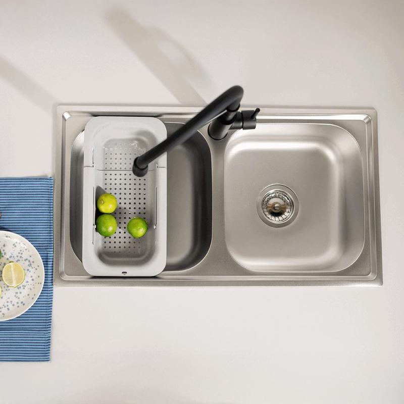 Ausmann Basic Doppel-Edelstahl-Spüle 78x43 cm inkl. Siphon, Oberflächen-Einbau 1208956995