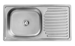 Ausmann Basic Edelstahl-Spüle mit Abtropffläche reversibel 75x40 cm, inklusive Siphon, Oberflächen-Einbau 1208956996