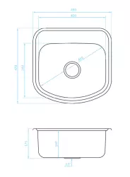 Ausmann Basic Edelstahl-Spüle 49x47 cm mit Hahnlochbank inklusive Siphon, Oberflächen-Einbau 1208956997