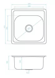 Ausmann Basic Edelstahl-Spüle 48x48 cm mit Hahnlochbank, inklusive Siphon, Oberflächen-Einbau 1208957000