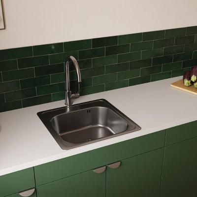 Ausmann Basic Edelstahl-Spüle 48x48 cm mit Hahnlochbank, inklusive Siphon, Oberflächen-Einbau 1208957000
