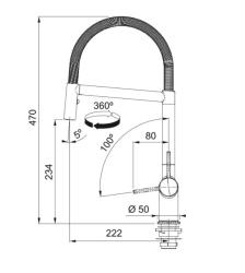 Franke Active Semi Pro schwarz Küchenarmatur mit Säule und Feder und Brausefunktion 115.0653.409