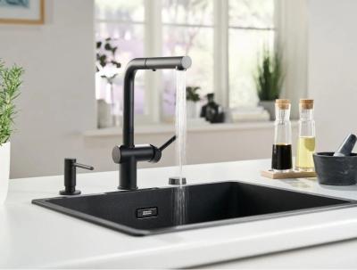 Franke Active L Küchenarmatur mit Auszugsbrause, Schwarz matt 115.0653.382