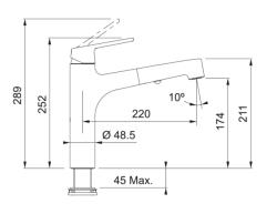 Franke Lift Küchenarmatur Schwarz matt mit ausziehbarer Brause 115.0621.670