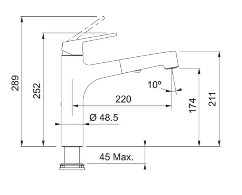 Franke Lift Küchenarmatur mit ausziehbarer Brause, Chrom 115.0621.668