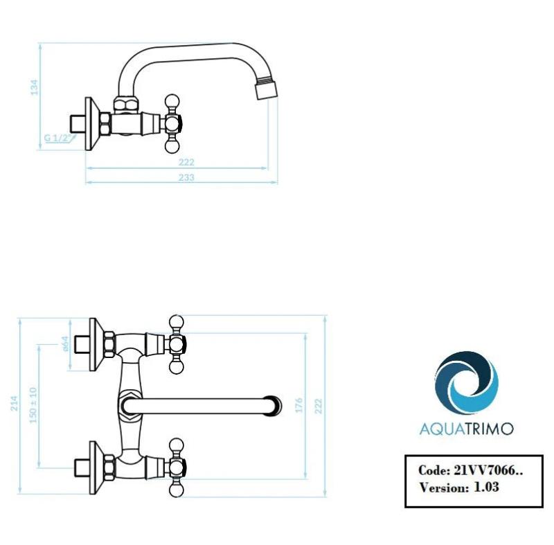AquaTrimo Vivaldi klassische Wand-Küchenarmatur mit Auslauf, Bronze 21VV7066BN