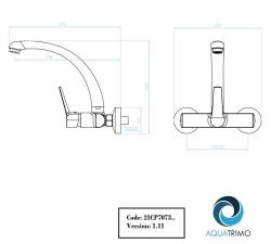 AquaTrimo Chopin Wand-Küchenarmatur mit Auslauf oben, Chrom 21CP7073CM