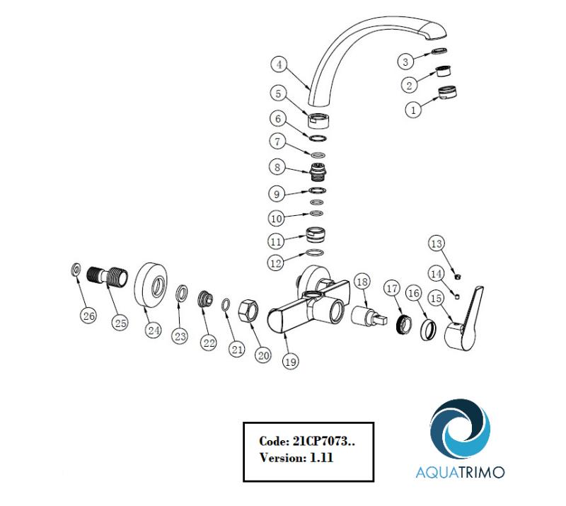 AquaTrimo Chopin Wand-Küchenarmatur mit Auslauf oben, Schwarz matt 21CP7073SW