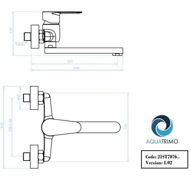 AquaTrimo Schubert Einhebel Küchen Wandhahn Chrom 21ST7076CM