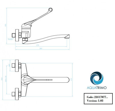 AquaTrimo Clinic Wand-Küchenarmatur mit langem Hebel Chrom 21CC7077CM