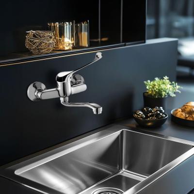 AquaTrimo Clinic Wand-Küchenarmatur mit langem Hebel Chrom 21CC7077CM