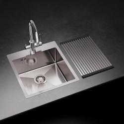 Ausmann Oder Blue rvs spoelbak 45x50cm vlakbouw en opbouw met kraangatbank 1208957117