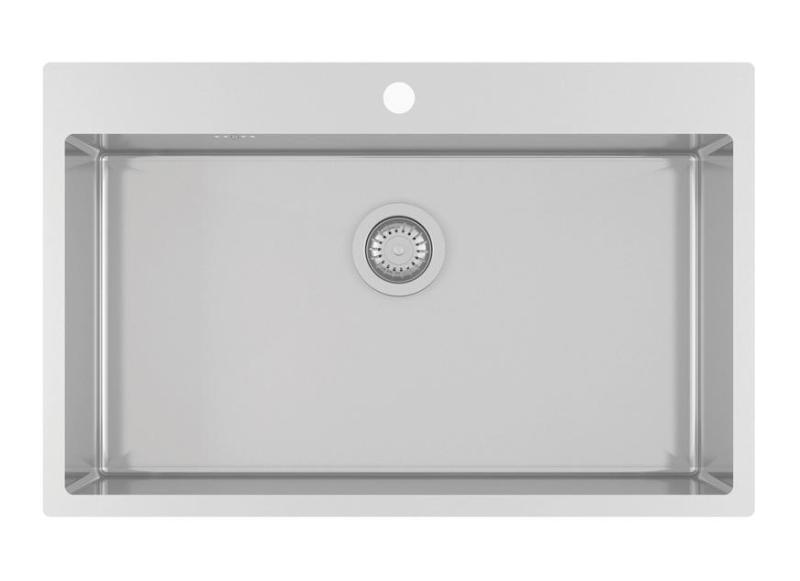 Ausmann Oder Blue große Edelstahlspüle 79x50cm, flächenbündig und Oberflächen-Einbau, mit Hahnlochbank 1208957119
