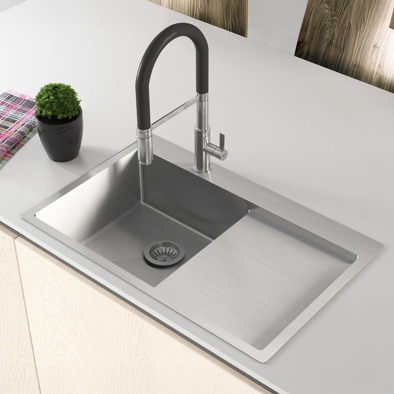 Ausmann Oder Blue Edelstahlspüle 78x50cm, flächenbündig und Oberflächen-Einbau, mit Abtropffläche 1208957122
