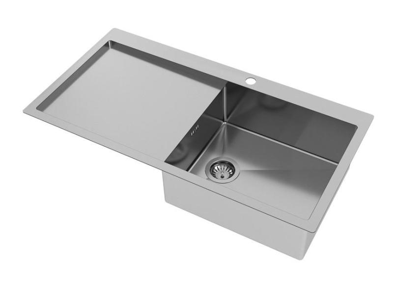 Ausmann Oder Blue große Edelstahlspüle 100x51cm, flächenbündig und Oberflächen-Einbau, mit Abtropffläche 1208957123