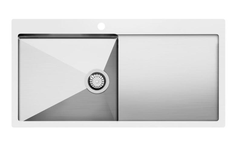 Ausmann Oder Blue große Edelstahlspüle 100x51cm, flächenbündig und Oberflächen-Einbau, mit Abtropffläche 1208957124