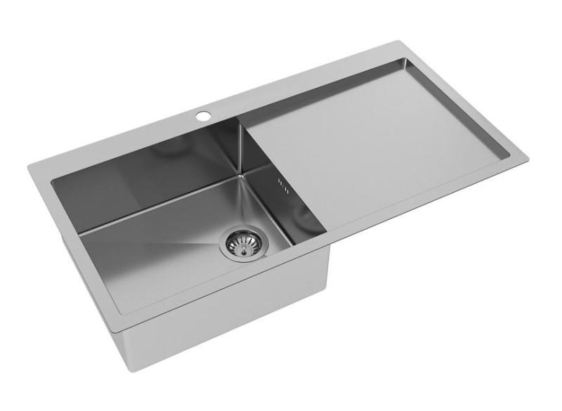 Ausmann Oder Blue große Edelstahlspüle 100x51cm, flächenbündig und Oberflächen-Einbau, mit Abtropffläche 1208957124