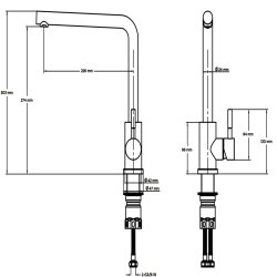 Ausmann Lavea Küchenarmatur mit schwenkbarem Auslauf und schwenkbarem Perlator, Edelstahl komplett, poliert (glänzend) 1208957161