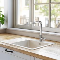 Ausmann Lavea Küchenarmatur mit schwenkbarem Auslauf und schwenkbarem Perlator, Edelstahl komplett, poliert (glänzend) 1208957161