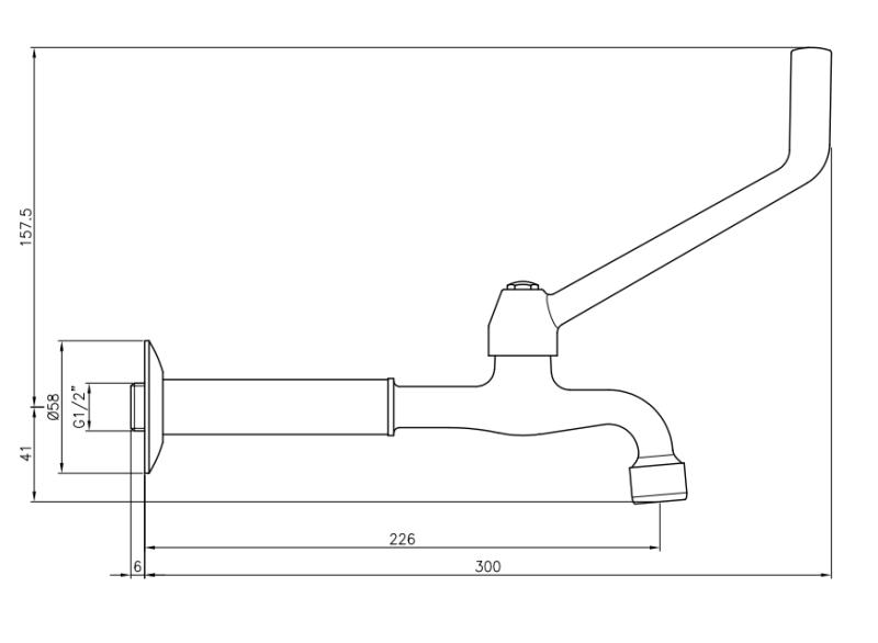 PB Clinic behindertengerechte Wandarmatur Kaltwasserhahn mit langem Hebel, Chrom, langes Modell 1208957199