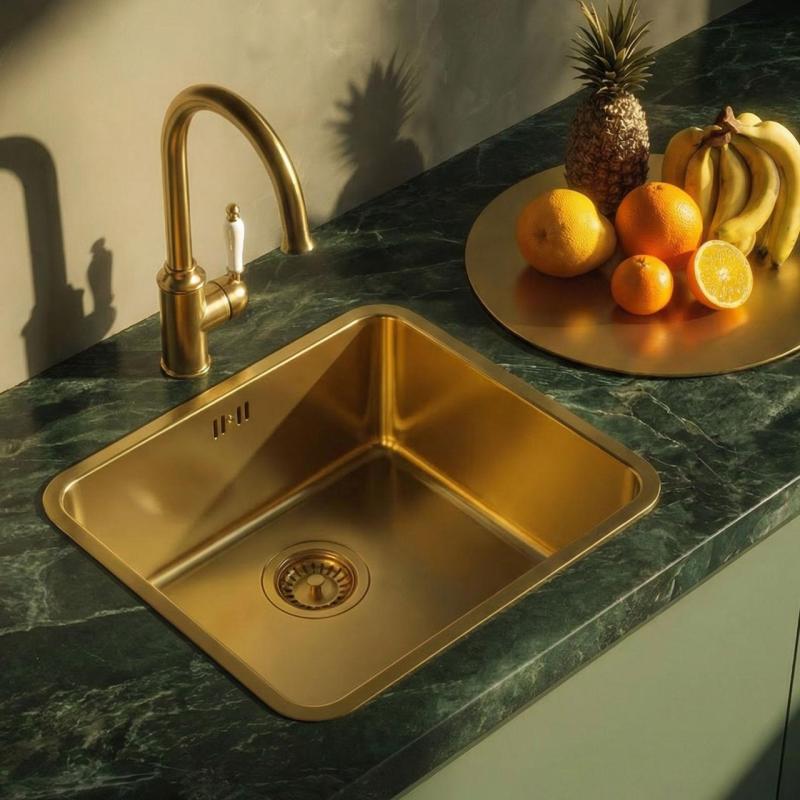 Aquadesign Oxford Gold PVD Edelstahlspüle 40x35cm, Unterbau 1208957203