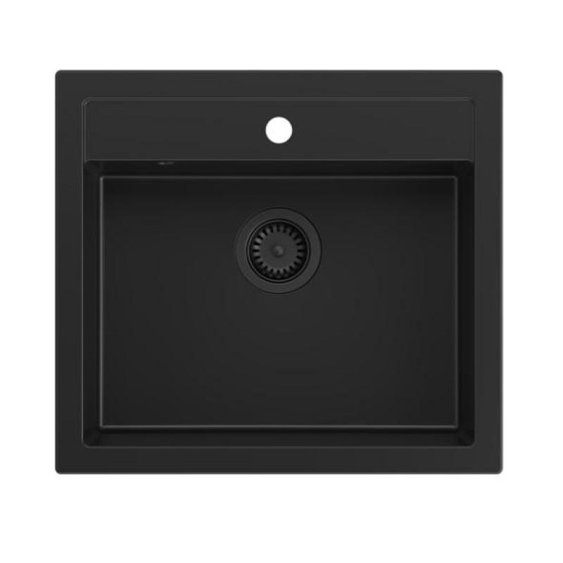 Quadri Farmhouse ländliches Granit-Spülbecken,Zwischen- oder Oberflächen-Einbau, Mattschwarz 595x540mm 1208957208