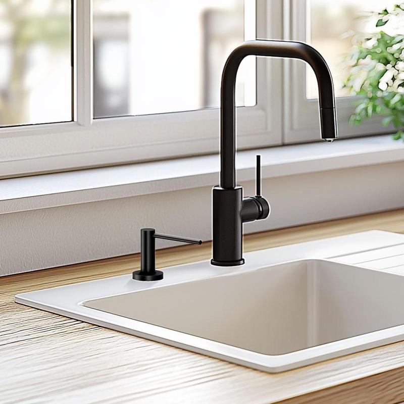 Quadri Swindon Luxe Einbau-Seifenspender mattschwarz von oben nachfüllbar 1208957213