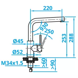 Caressi Basic Line Einhebel-Küchenmischer aus Edelstahl mit herausziehbarem Auslauf CABL003I U ECO 1208957246