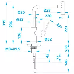 Caressi Basic Line Edelstahl-Einhebel-Küchenmischbatterie mit ausziehbarem Auslauf CA122I U ECO 1208957247