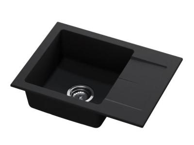 GraniteMy Smart extra flache Granit-Spüle, Schwarz 58x44cm, mit Abtropffläche reversibel, aufliegend 1208957354