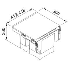 Franke Sorter Garbo 45-2 Einbau-Abfallsystem 1 x 12 und 1 x 18 Liter Abfallbehälter 1210200692