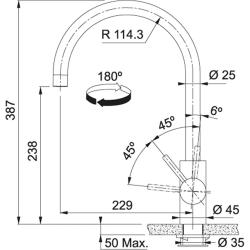 Franke Eos Neo Küchenarmatur mit  schwenkbarem Auslauf, PVD Gold 115.0681.243