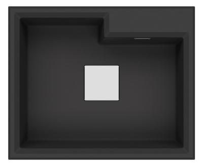 GraniteMy Limited Luxus-Granitspülbecken 61x50 cm, Schwarz mit quadratischem Ablauf 1208957390